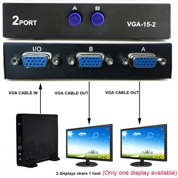 سوئیچ دو پورت VGA (دوکیس به یک مانیتور)- 2Port VGA Switch
